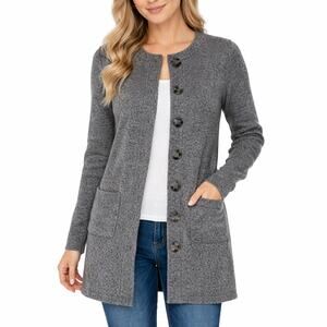 Banana Republic Women's Medium Long Cardigan Sweater Gray Acrylic/Wool